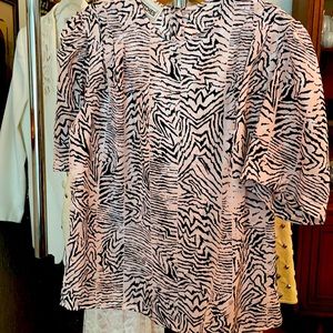 Vintage 80s pink/animal print short sleeve blouse